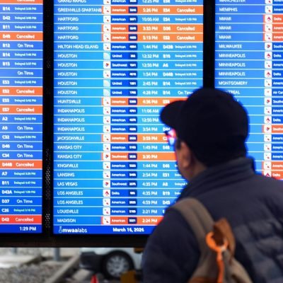 Thousands of US flights cancelled or delayed and several states under tornado watch